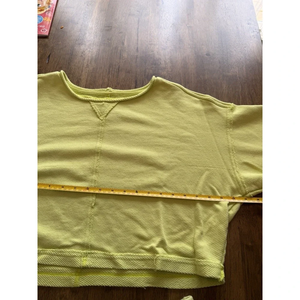 Aerie Neon Lime Lounge Set Cropped Sweatshirt & Shorts M Top L Bottoms